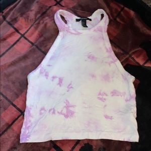Forever 21 purple & white tie-dye crop top